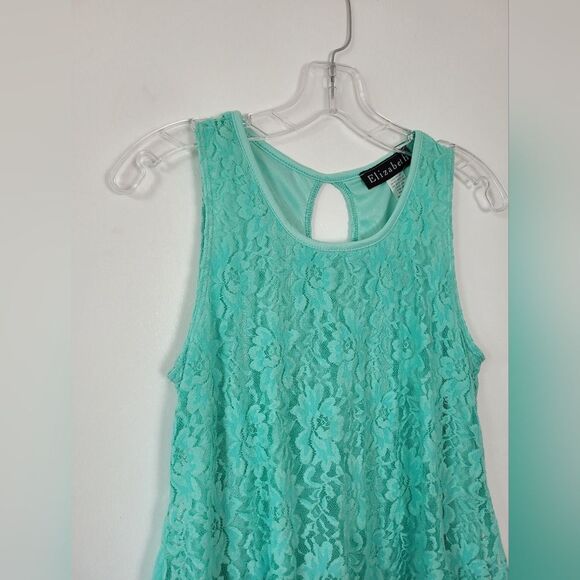 Aqua Lace Camisole Top Assymetric Hanky Hem Y2K Fairy Whimsical Boho Gypsy M - Picture 5 of 8